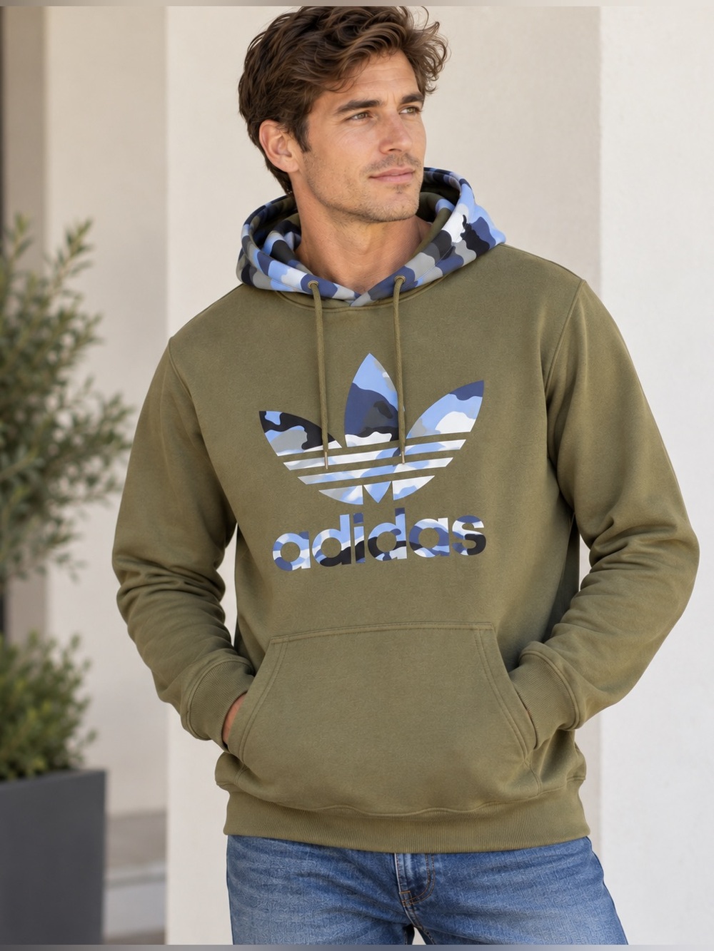 Adidas Originals H13474 Camo Trefoil Hoodie Focus Olive Men’s M unisex